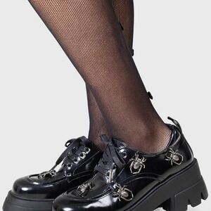 Killstar spider charm oxford platform goth shoes